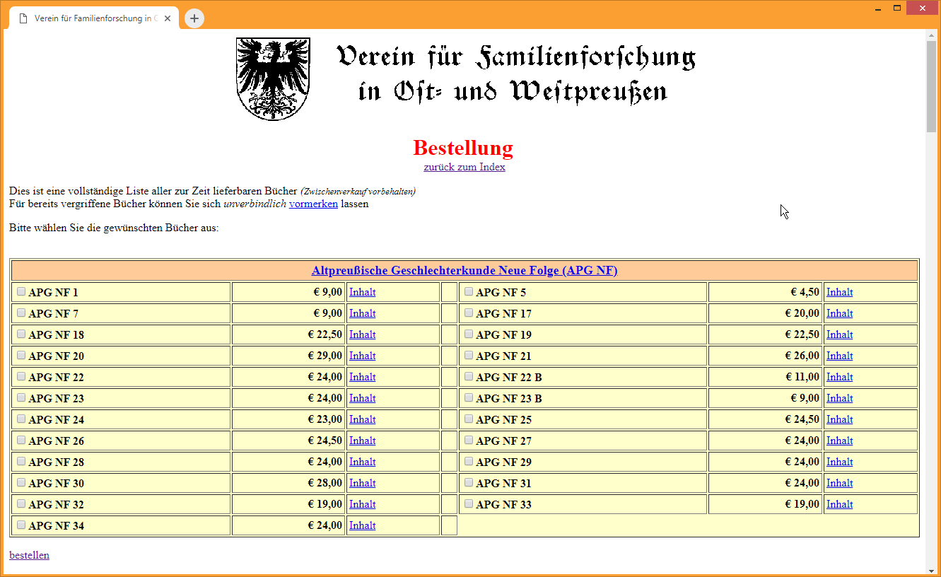 Buchverkauf Bestellformular